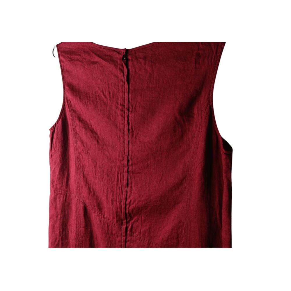 The Territory Ahead Linen Maxi Shift Dress Red Sleeveless V Neck 12 - Picture 5 of 15